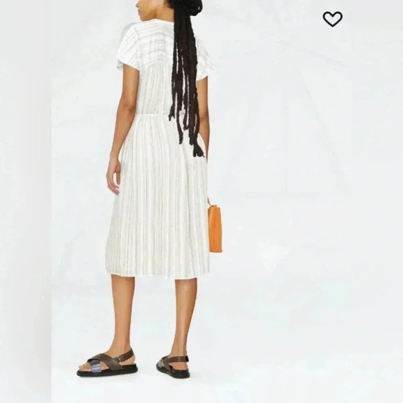 Vince Drapey stripe shirred dress Sz M - Picture 10 of 10